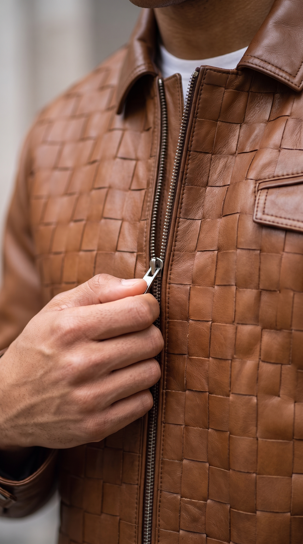 Vinci Leather The Emerson Tan Leather Men Jacket – product view 12