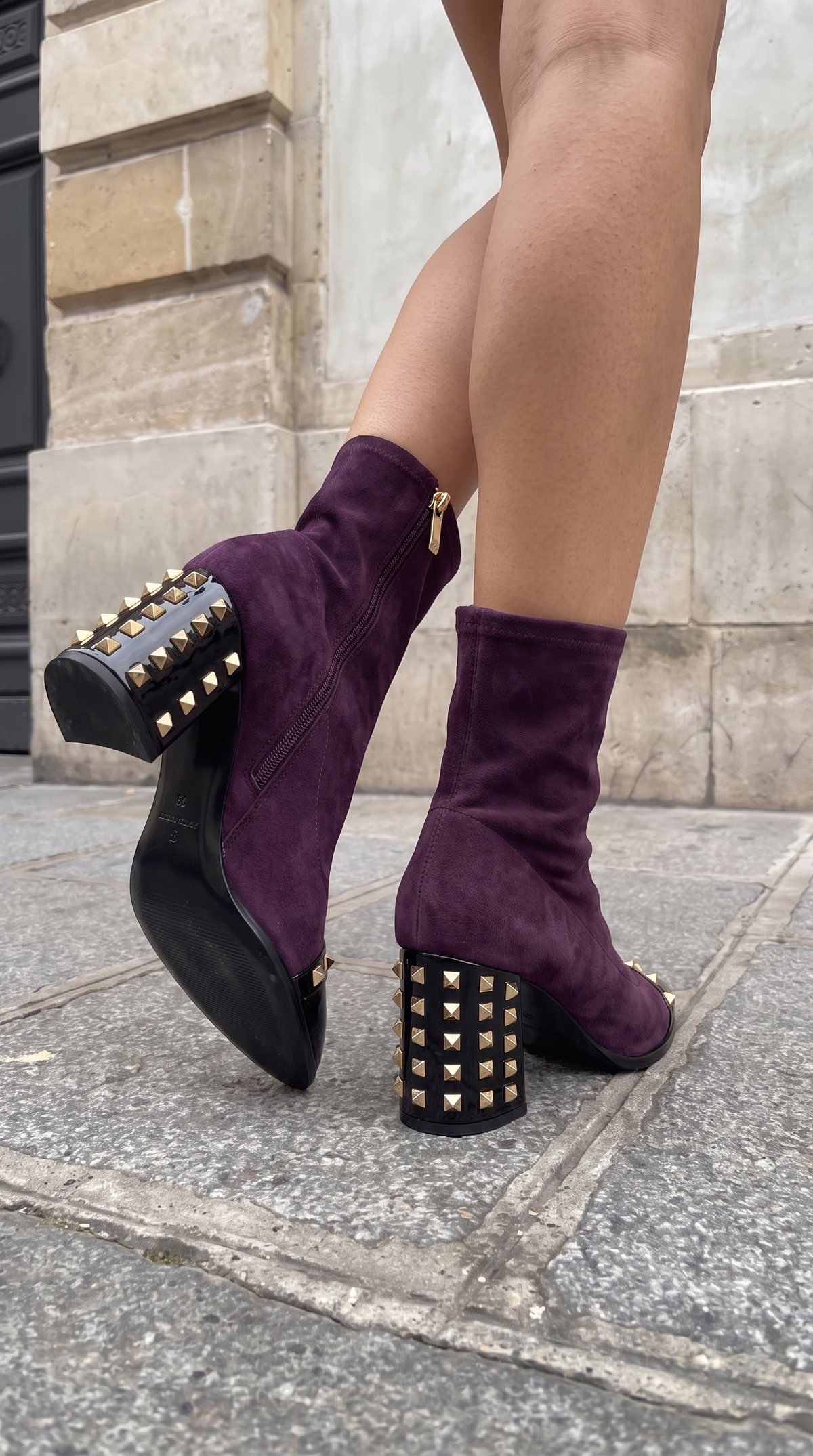 Vinci Leather The Amethyst Studded Deep Purple Suede Leather Women’s Boot – product view 7