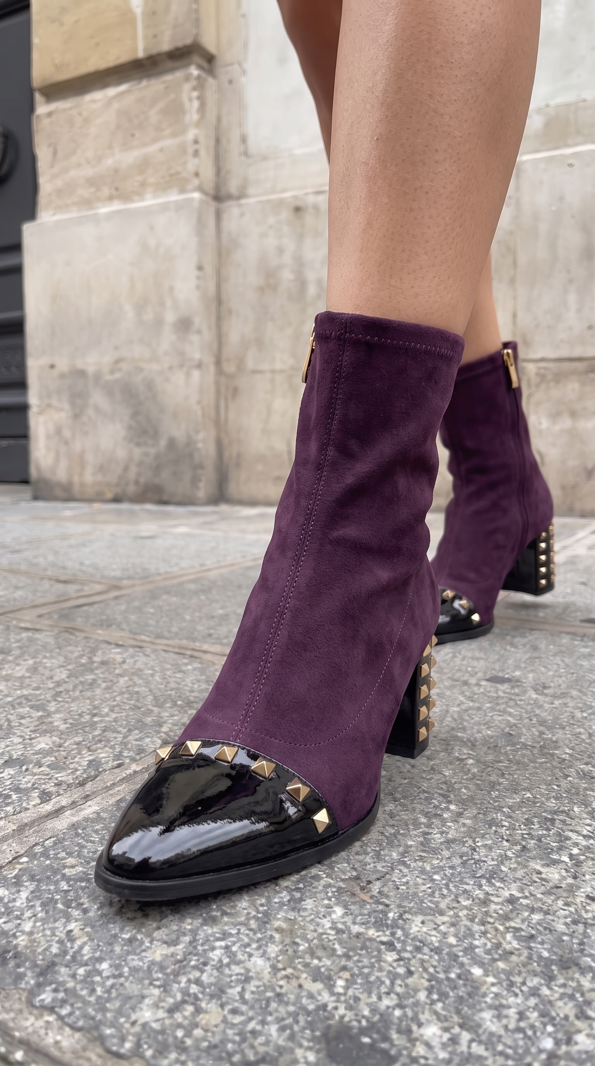 Vinci Leather The Amethyst Studded Deep Purple Suede Leather Women’s Boot – product view 10