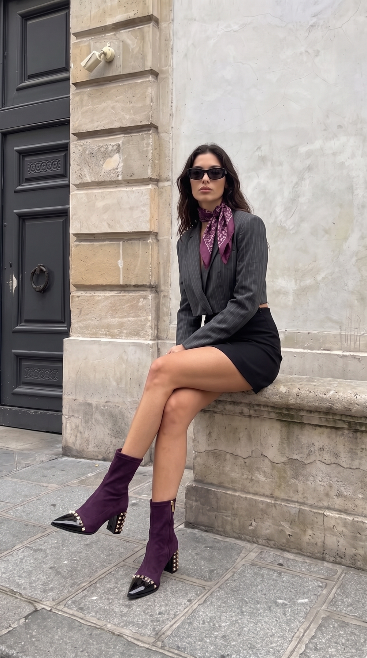 Vinci Leather The Amethyst Studded Deep Purple Suede Leather Women’s Boot – product view 12