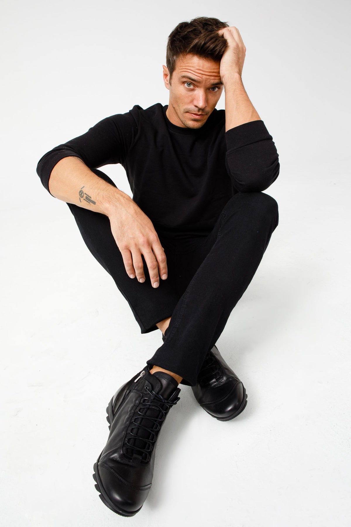 Vinci Leather The Houston Leather Black Lace-Up Casual Men Boot with a Zipper – product view 7