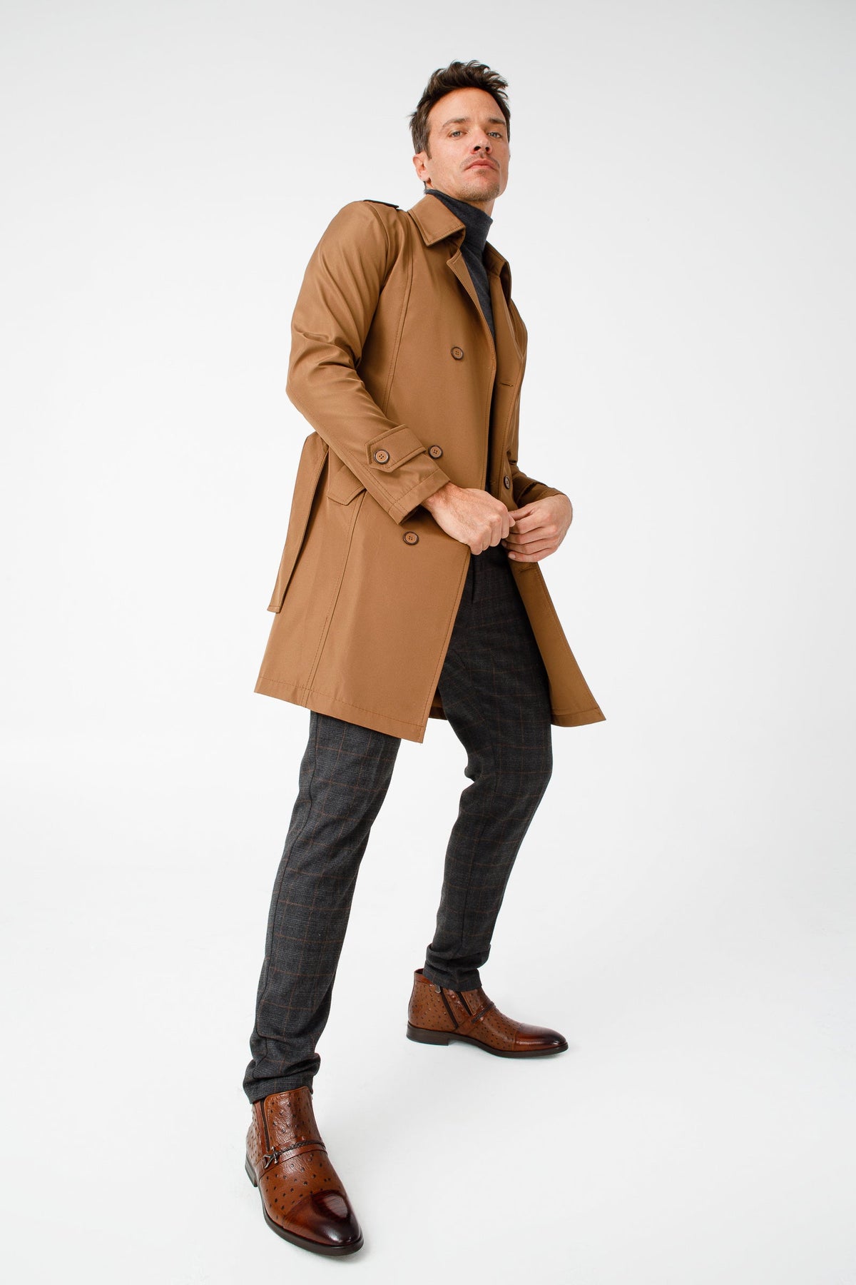 Vinci Leather The Dallas Tan Leather Bit Ankle Zip-Up Dress Men Boot – product view 14