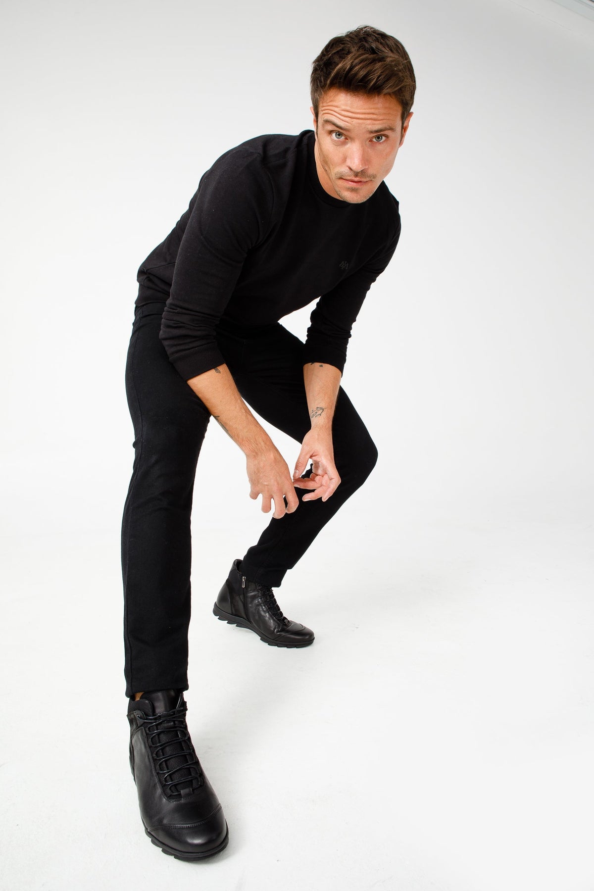 Vinci Leather The Houston Leather Black Lace-Up Casual Men Boot with a Zipper – product view 9
