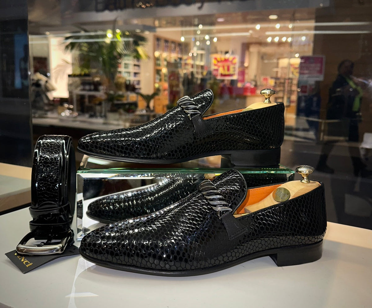 Vinci Leather The King Black Bit Dress Loafer Men Shoe – product view 6