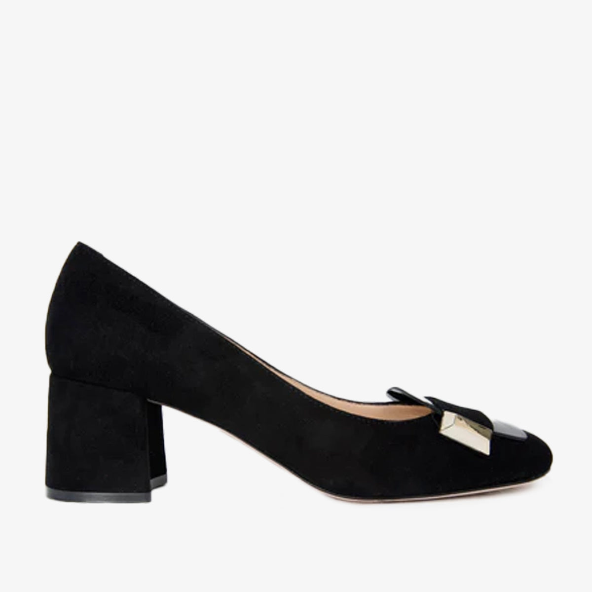 Vinci Leather The Olney Black Suede Leather Block Heel Pump Women Shoe – product view 1