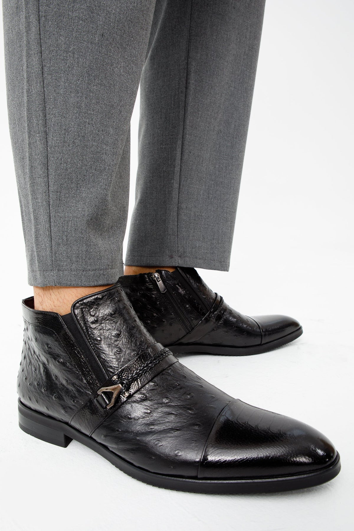 Vinci Leather The Dallas Black Leather Bit Ankle Zip-Up Dress Men Boot – product view 13