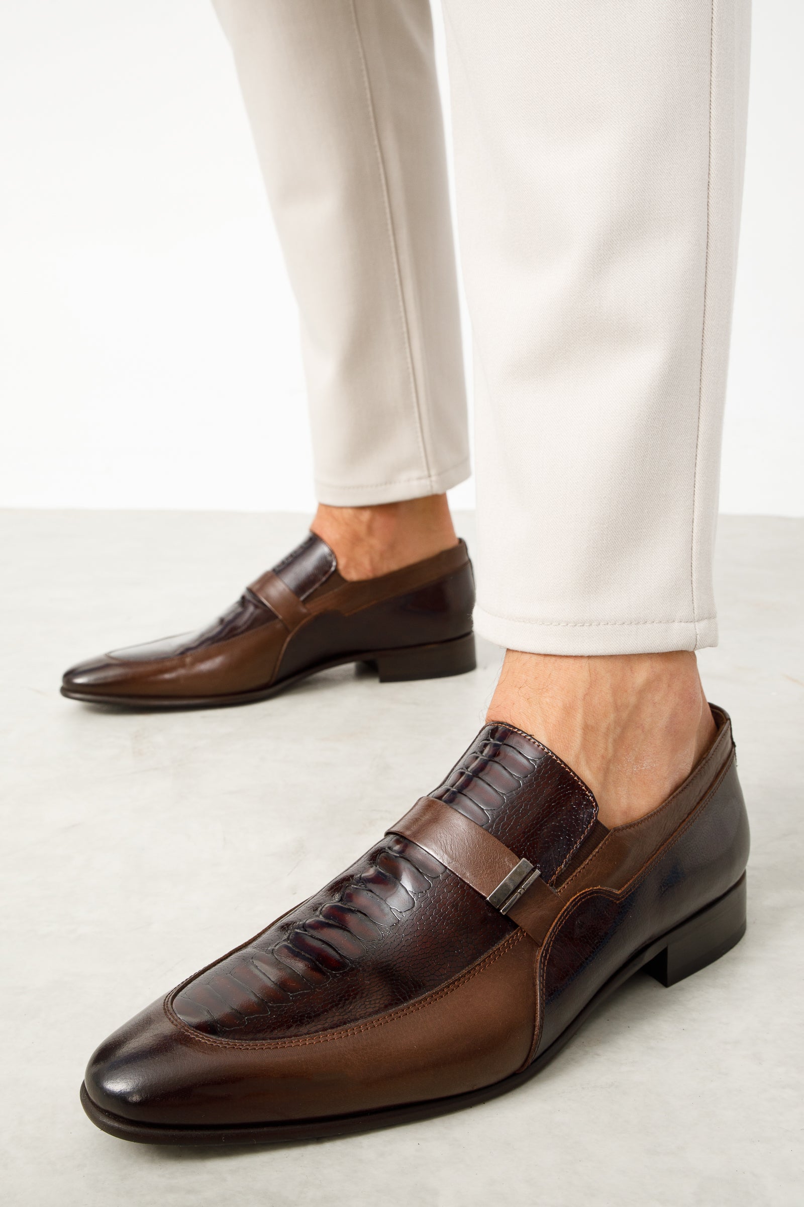 The Kazablanka Brown Leather Bit Loafer Men Shoe