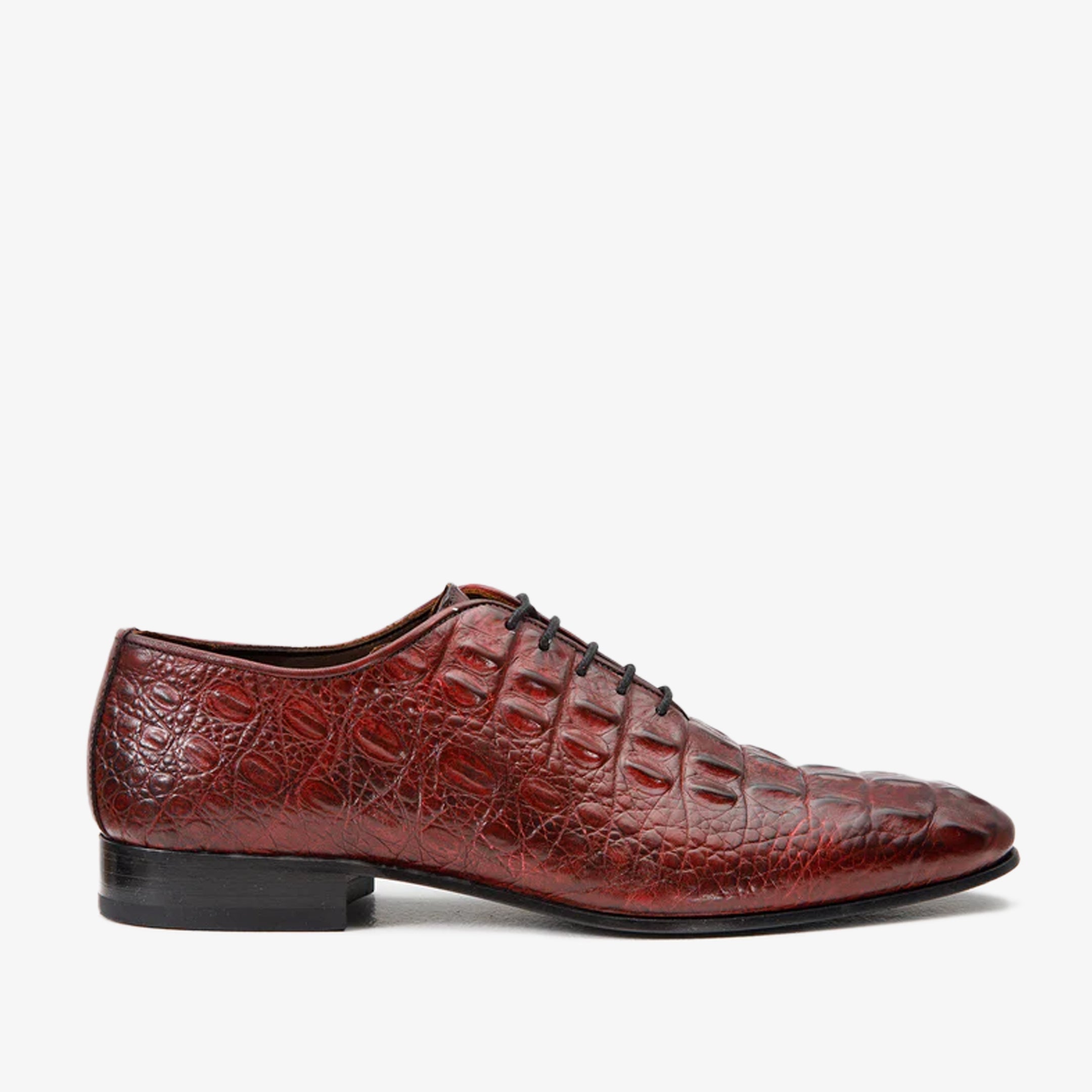 The Randor Burgundy Croc-Embossed Leather Oxford Men Shoe
