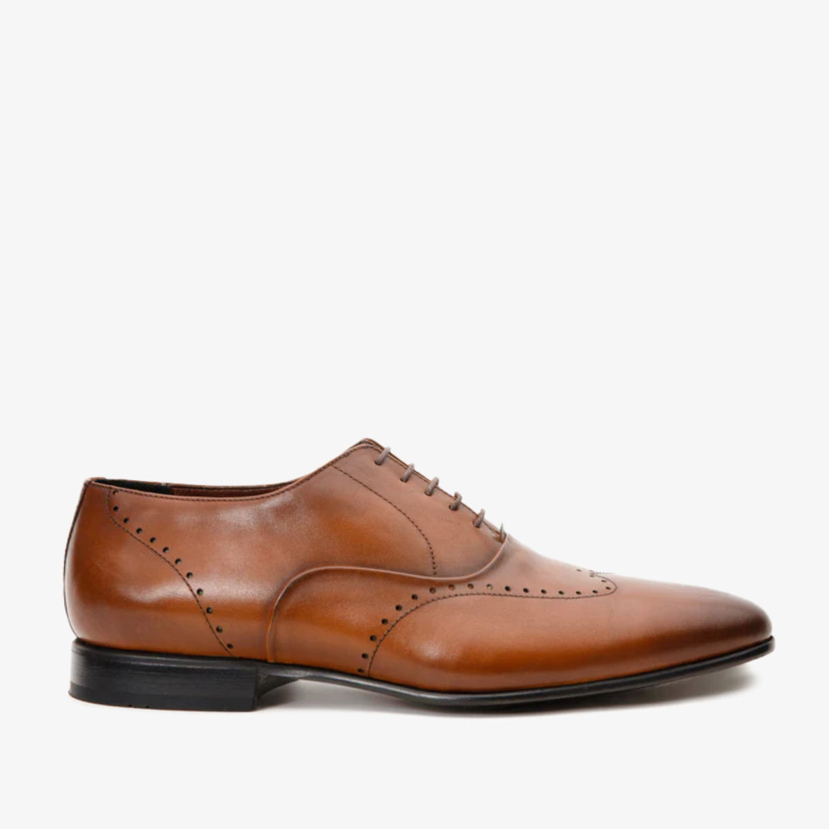 Vinci Leather The Roma Tan Leather Wingtip Oxford Men Shoe – product view 1