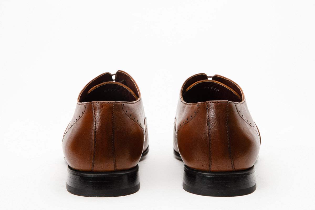 Vinci Leather The Roma Tan Leather Wingtip Oxford Men Shoe – product view 5