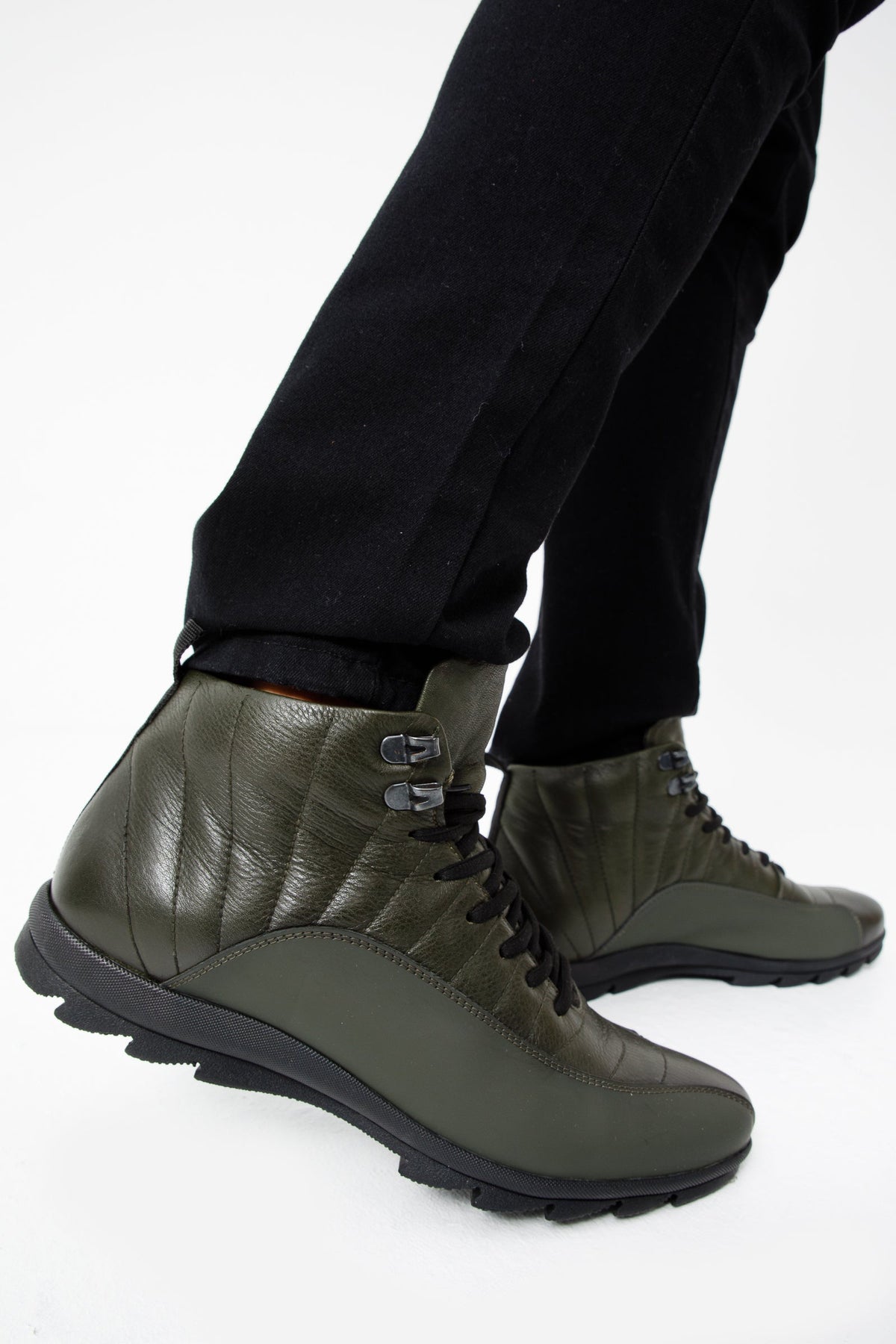 Vinci Leather The Merter Green Leather Casual Lace-Up Men Boot Final Sale! – product view 2