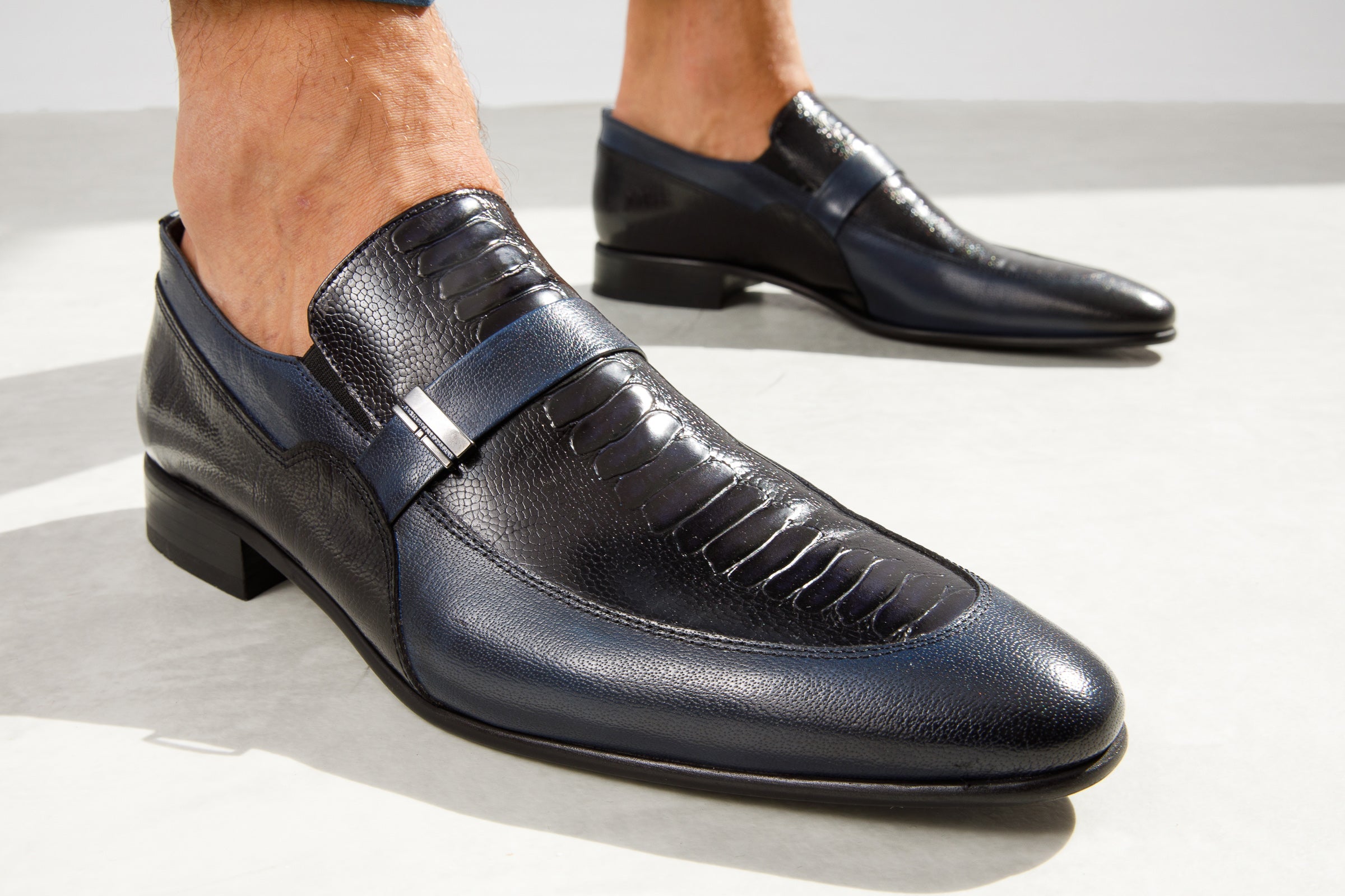 The Kazablanka Navy Leather Bit Loafer Men Shoe