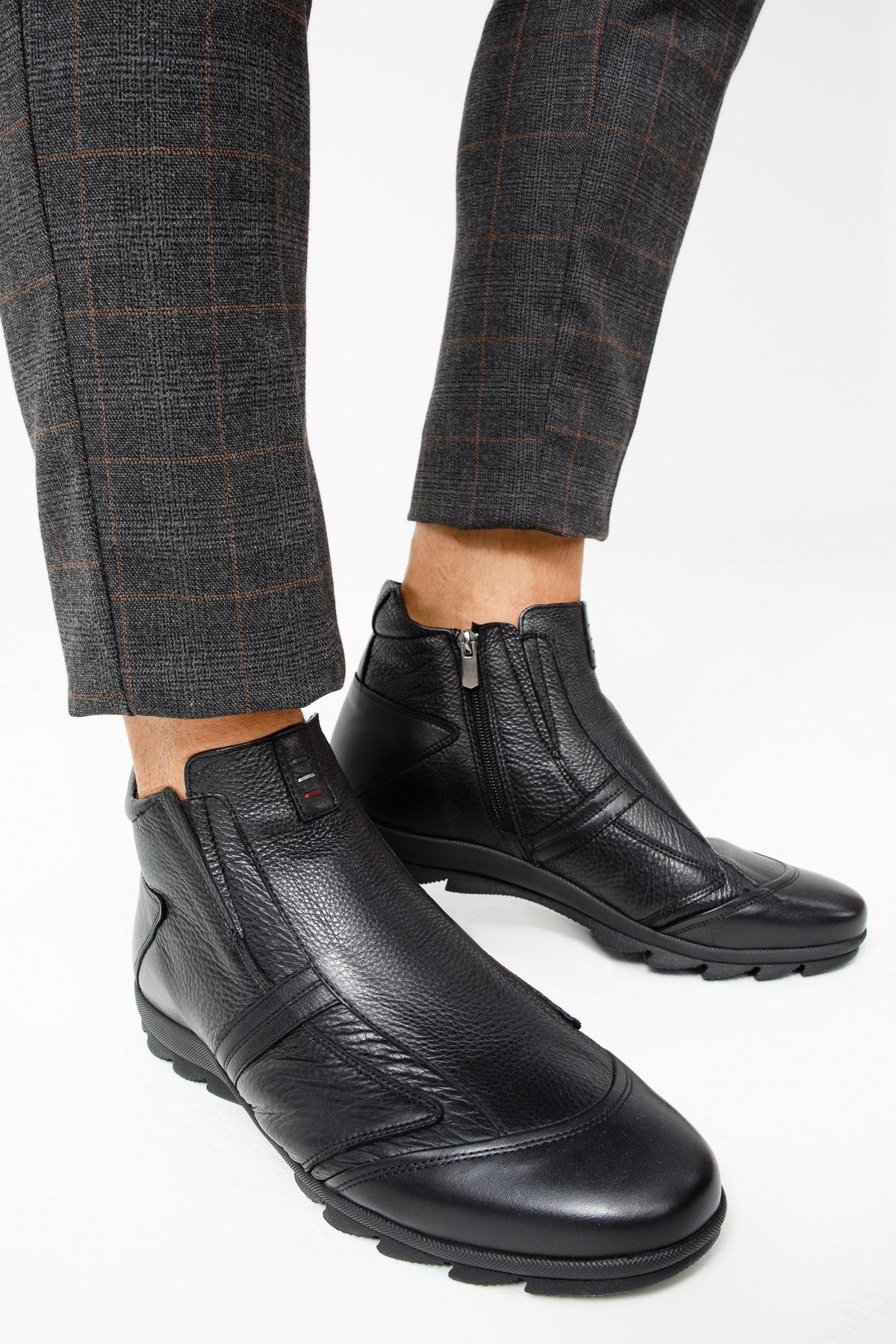 Vinci Leather The Montreal Black Leather Casual Zip-Up Ankle Men Boot – product view 7