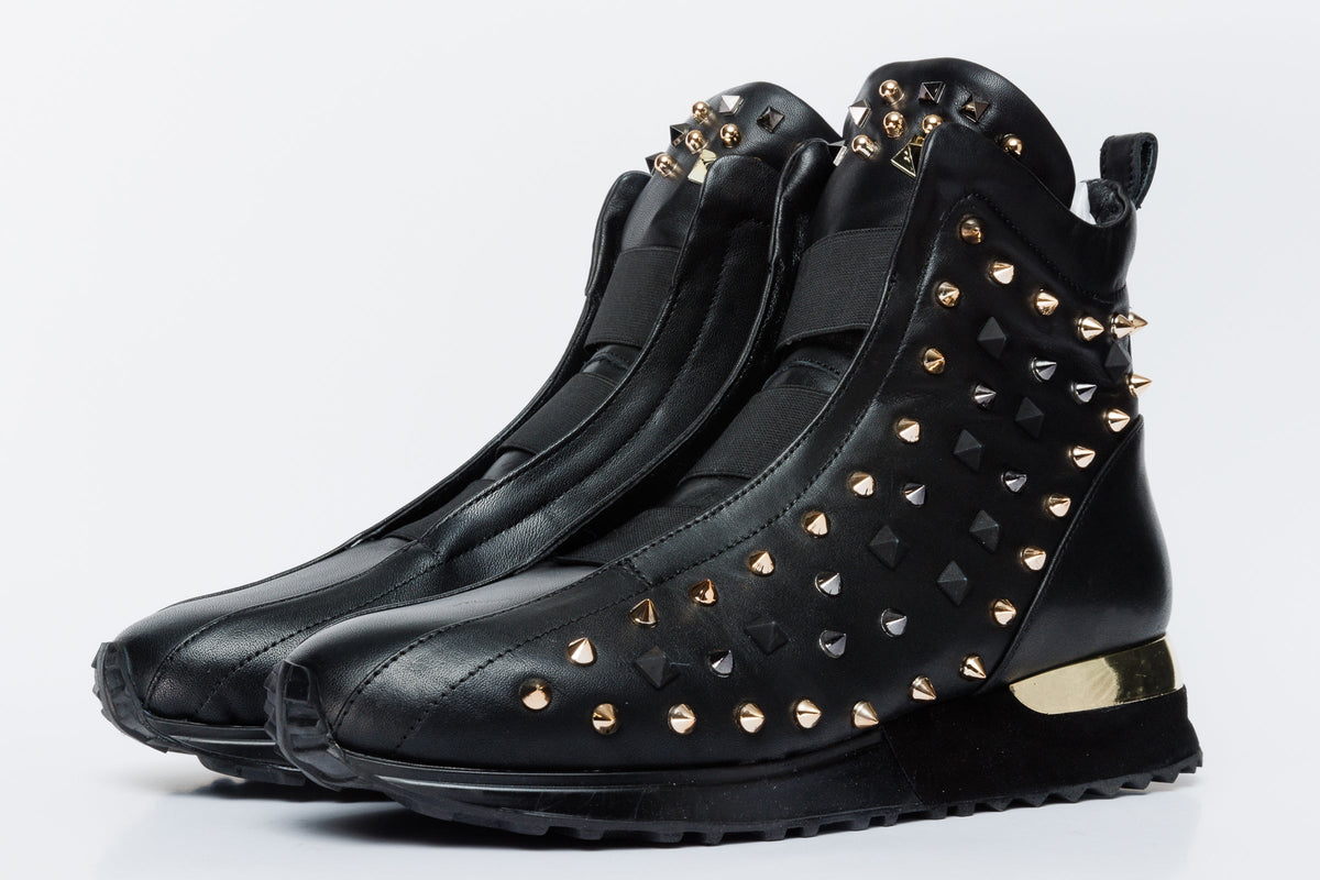 Vinci Leather The Infanta High-Top Black Spike Leather Women Sneaker Limited Edition – product view 2