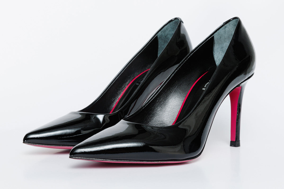 Vinci Leather The Ege Black Patent Leather Pump Fuchsia Sole Women Shoe – product view 2