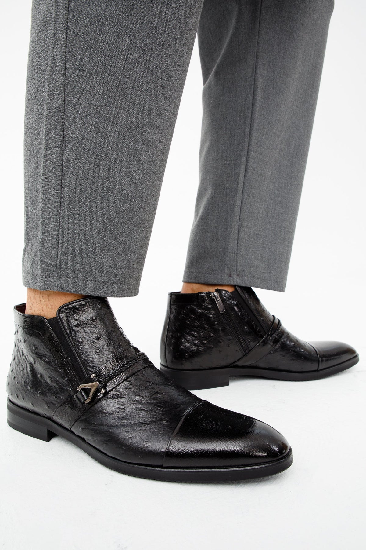 Vinci Leather The Dallas Black Leather Bit Ankle Zip-Up Dress Men Boot – product view 15
