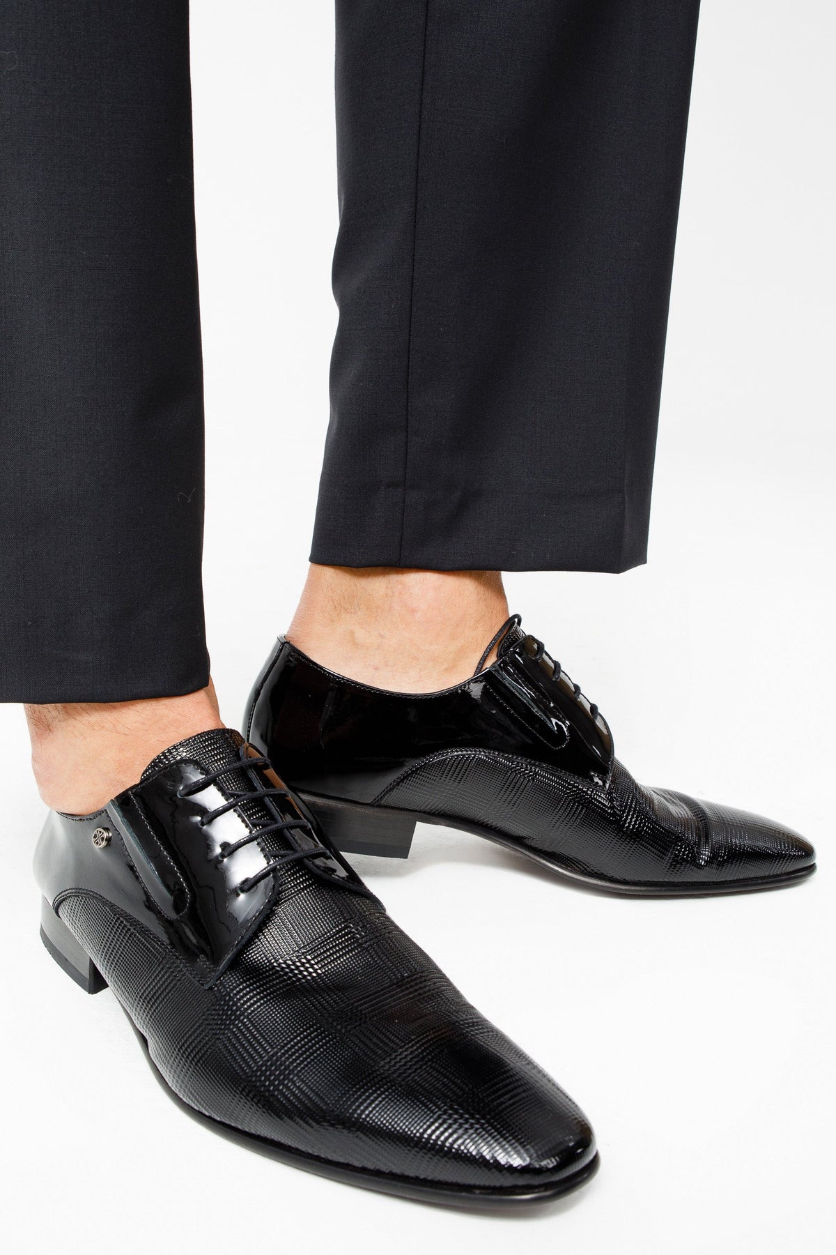 Vinci Leather The San Severo Black Patent Leather Derby Men Shoe – product view 9