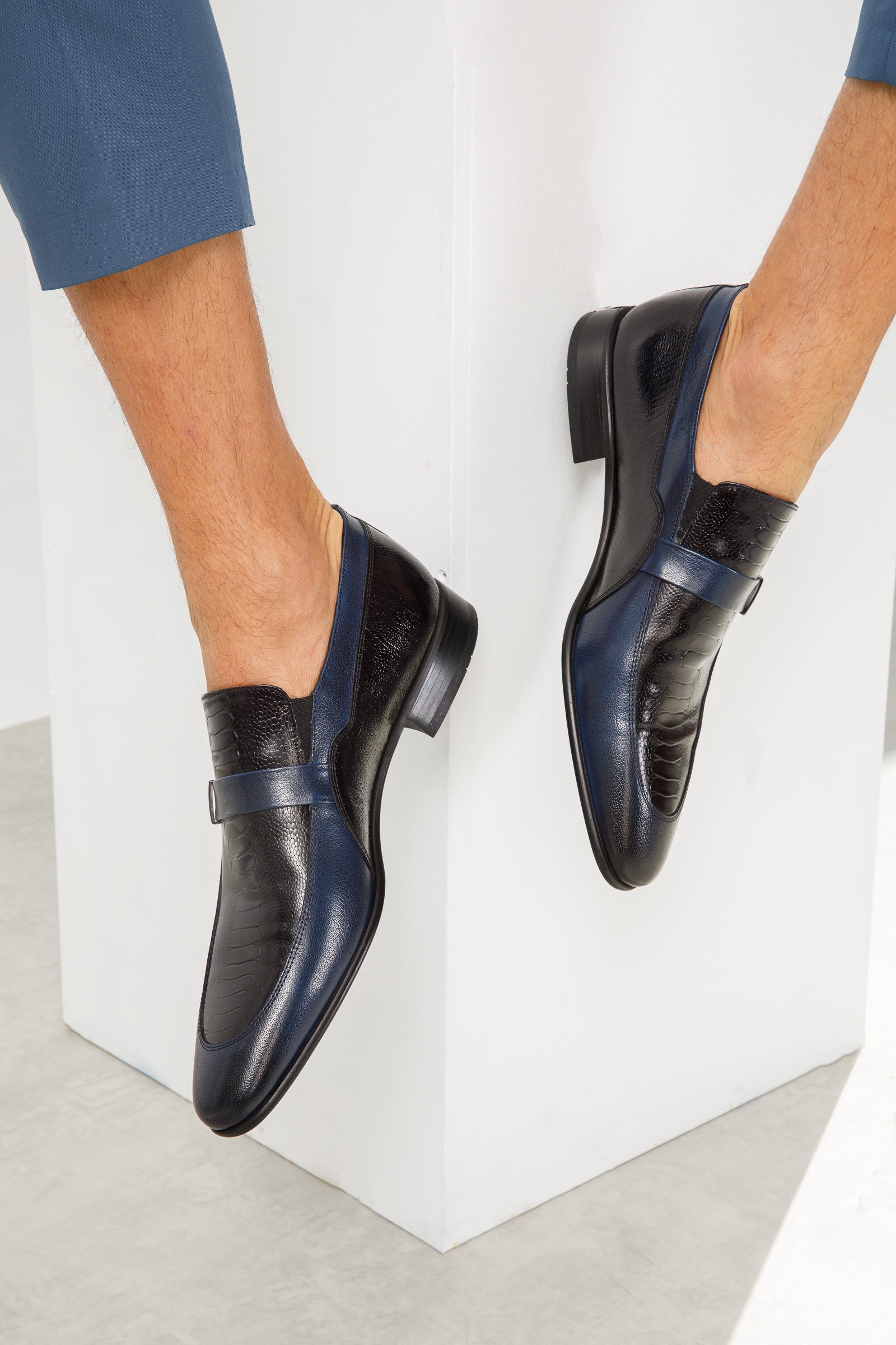 The Kazablanka Navy Leather Bit Loafer Men Shoe