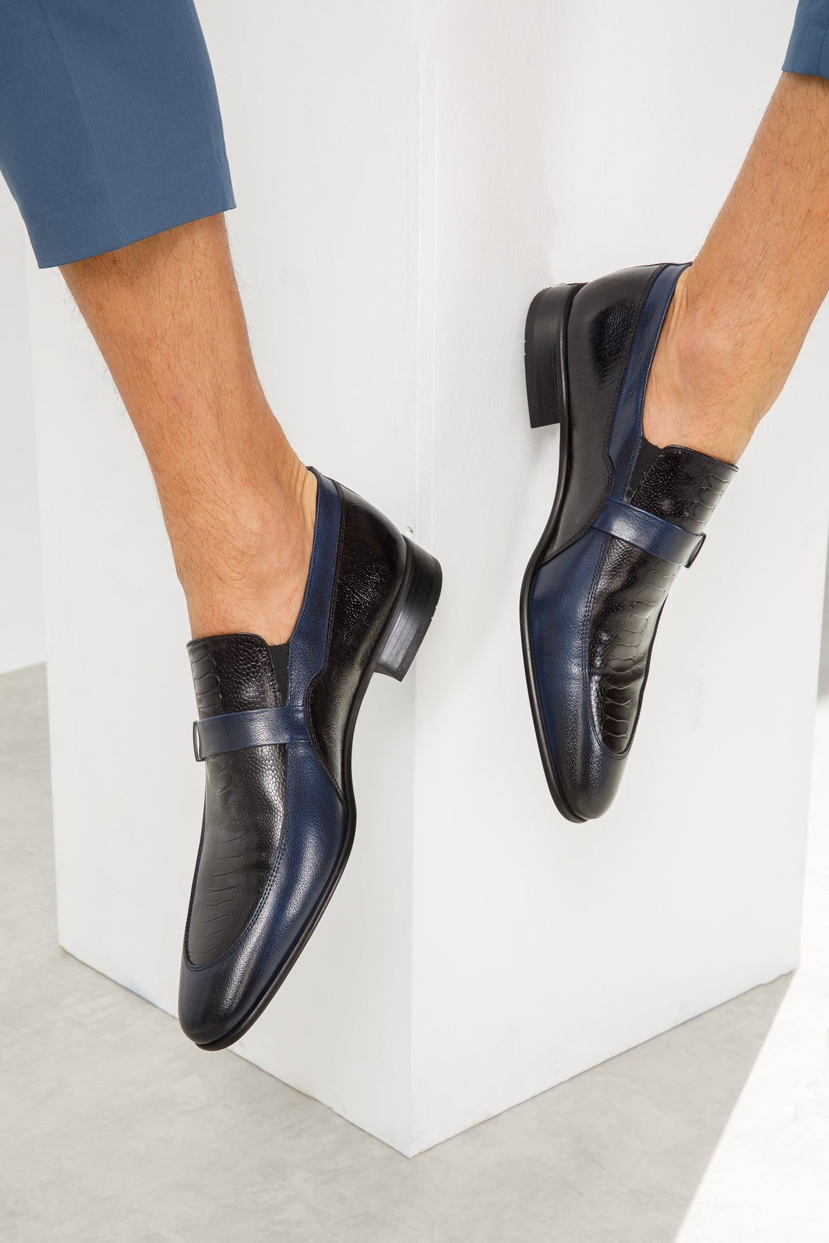 Vinci Leather The Kazablanka Navy Leather Bit Loafer Men Shoe – product view 9