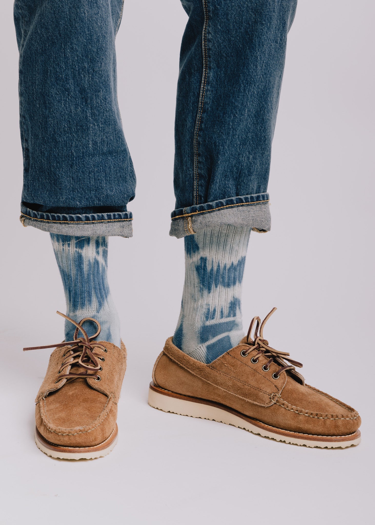 American Trench Indigo Dyed Retro Crew side view