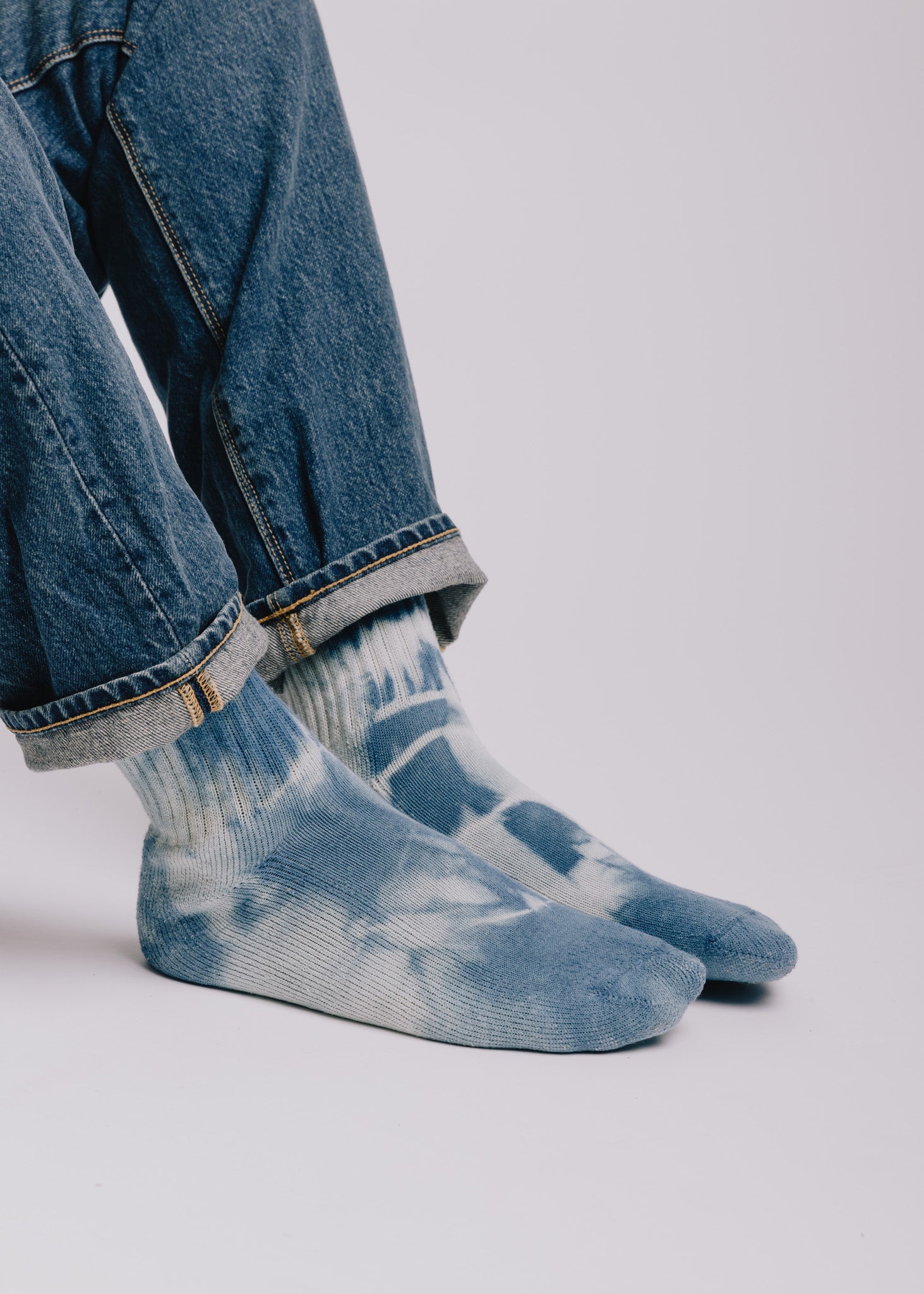 American Trench Indigo Dyed Retro Crew back view