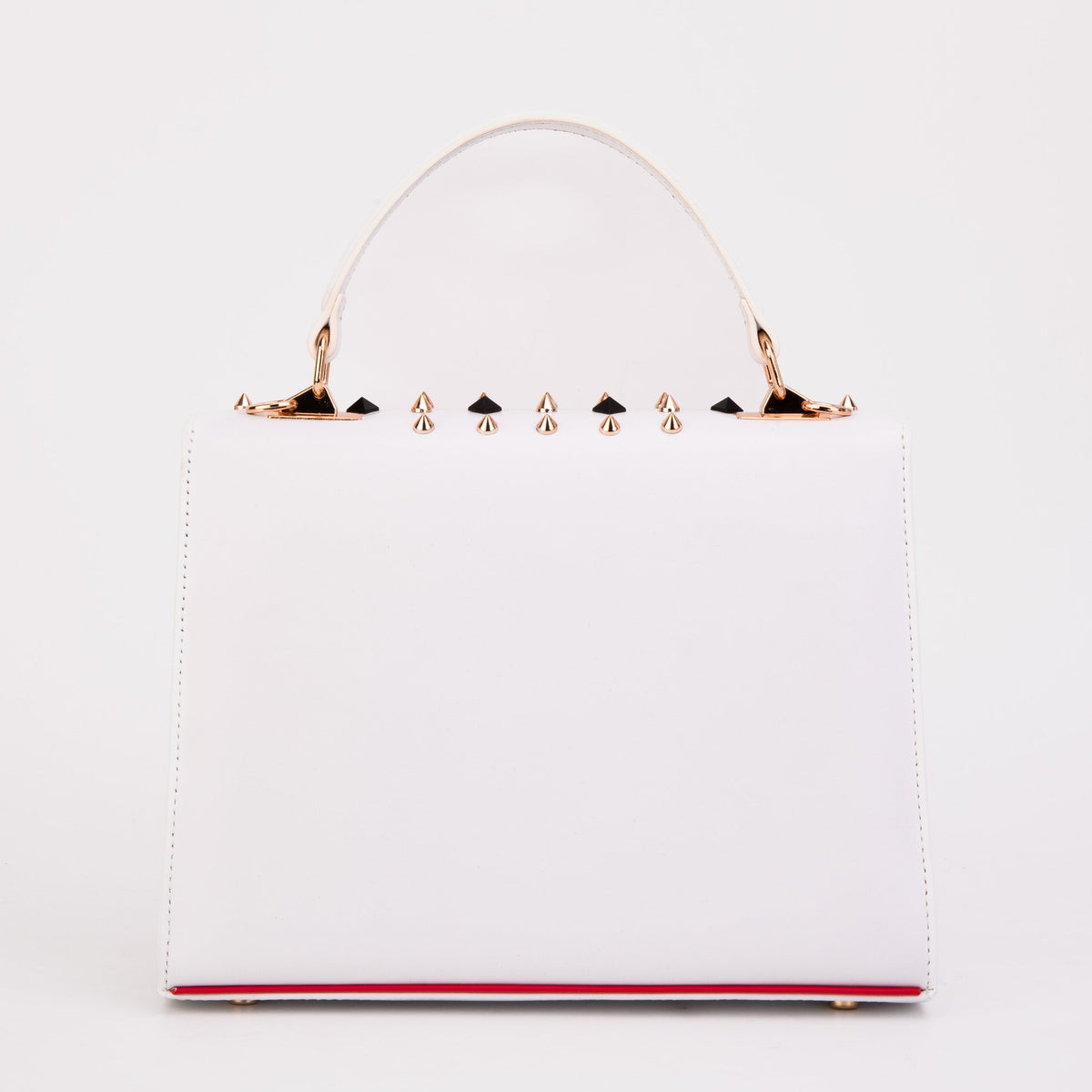 Vinci Leather The Infanta White Spike Leather Handbag – product view 3