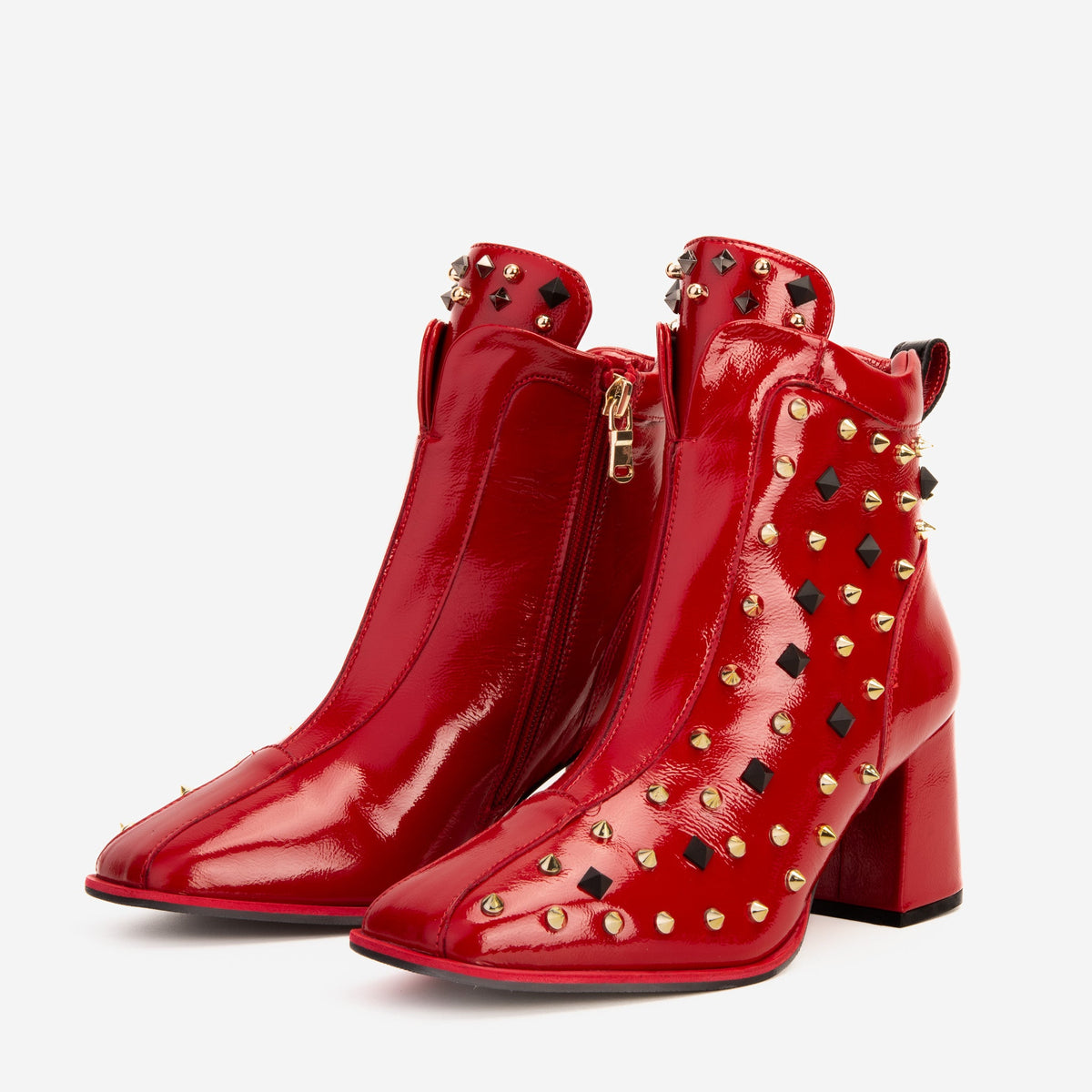 Vinci Leather The Infanta Red Leather Block Heel Women Boot – product view 2