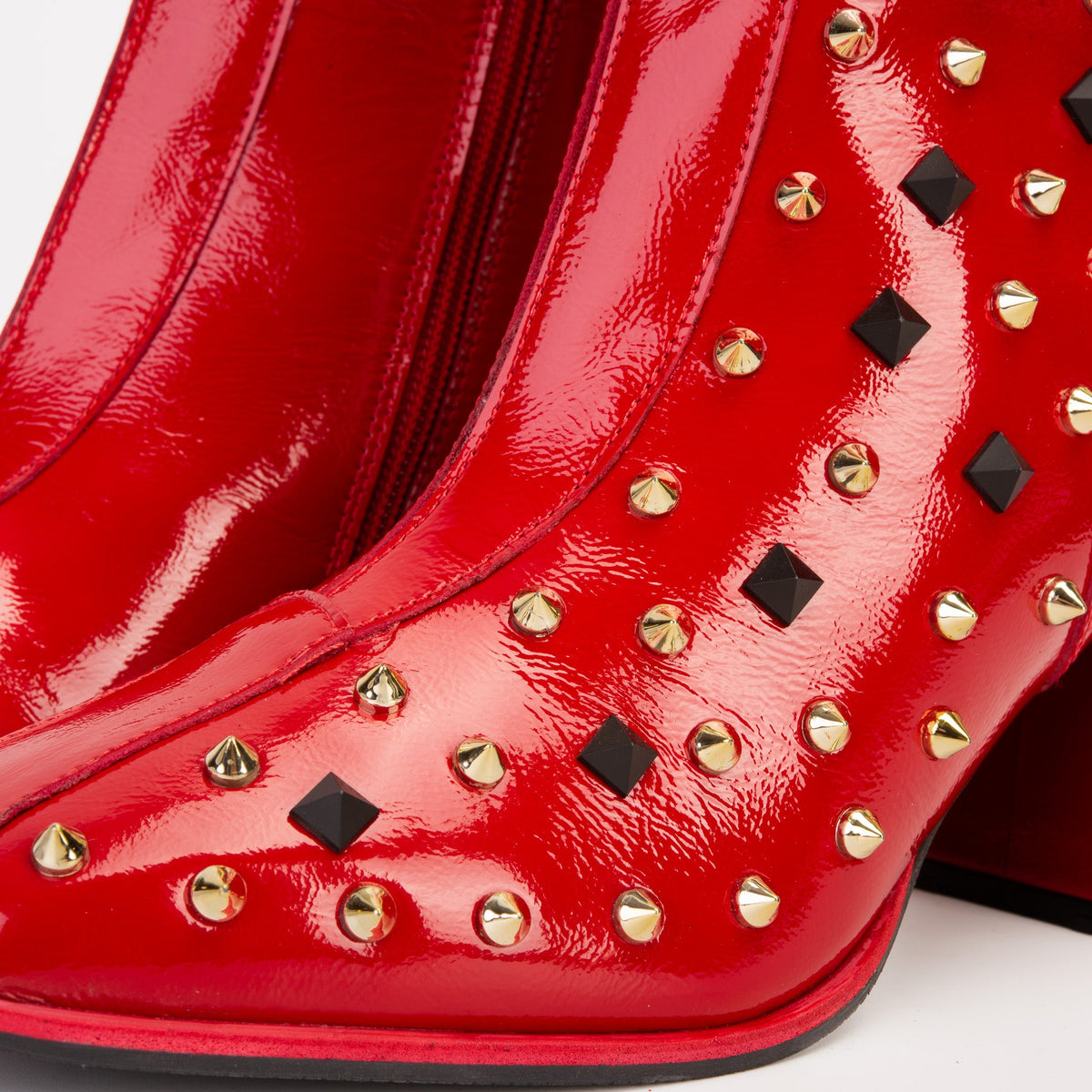 Vinci Leather The Infanta Red Leather Block Heel Women Boot – product view 3