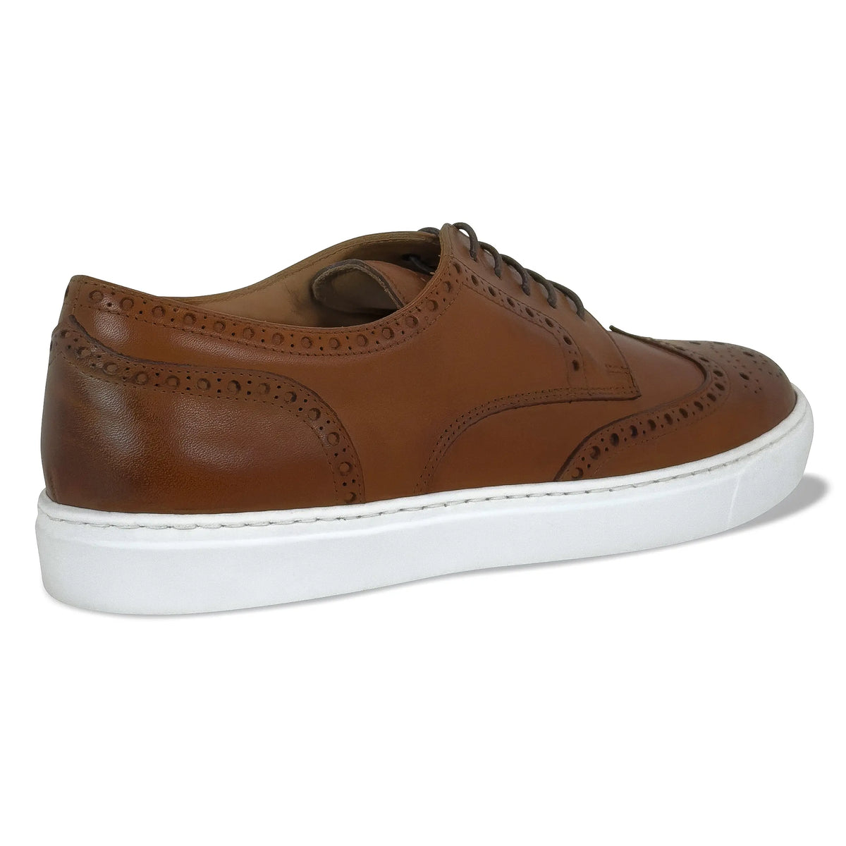 Men's Don Giovanni Wingtips - Cognac w/ White Sole – rear view