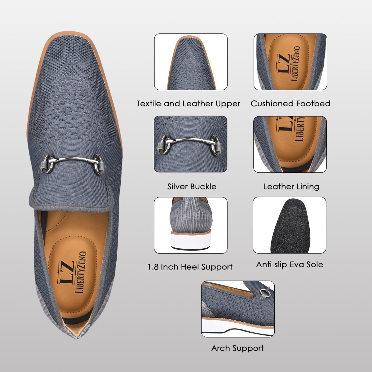 Liberty Zeno Jack Mens Leather Textile Casual Loafers