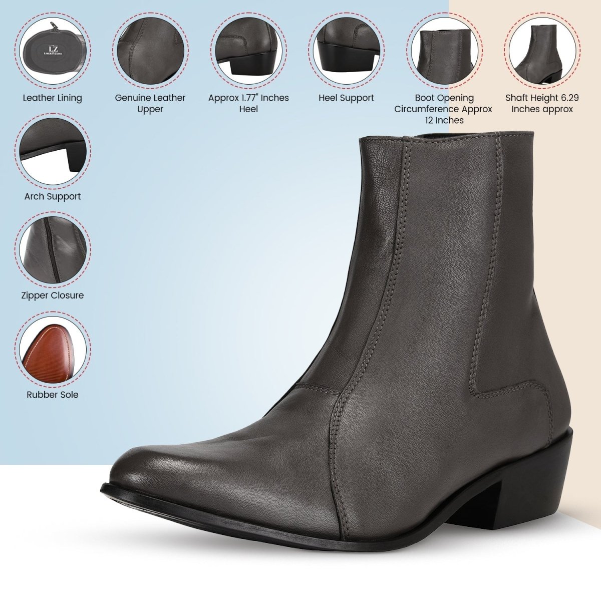 Liberty Zeno Jazzy Jackman Leather Ankle Length Boots for Men