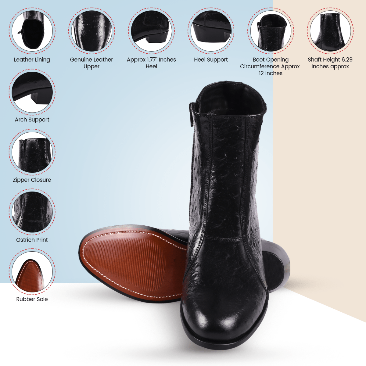 Liberty Zeno Jazzy Jackman Leather Print Ankle Length Boots