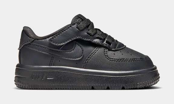 Nike Force 1 Low EasyOn Toddlers' (TD) Sneakers — Black/Black/Black Leather Low-Top