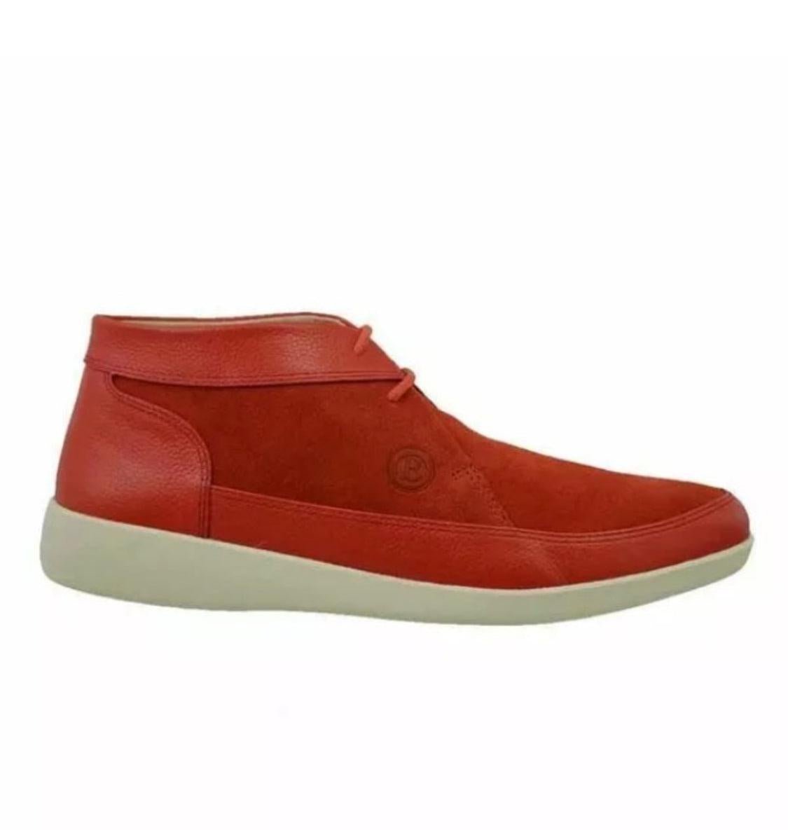 Johnny Famous Bally Style Central Park Men’s High Tops – Red Suede and Leather – Vintage 80s Vibe