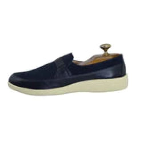 Johnny Famous Bally Style Tribeca Men’s SlipOns – Navy Blue Suede and Leather – Vintage 80s Vibe