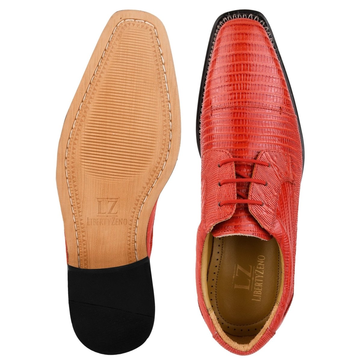 Liberty Zeno Jostin Genuine Leather Lizard Print Oxford Style Dress Shoes For Men