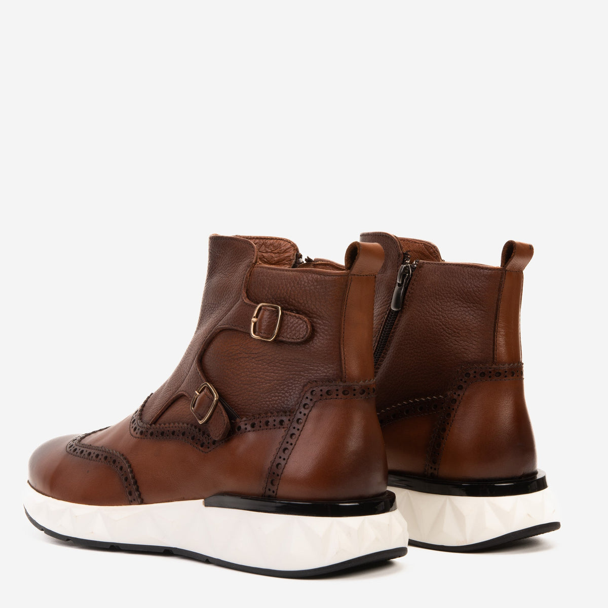 Vinci Leather The Stealth Wingtip Buckle Tan Leather Men Boot – product view 5