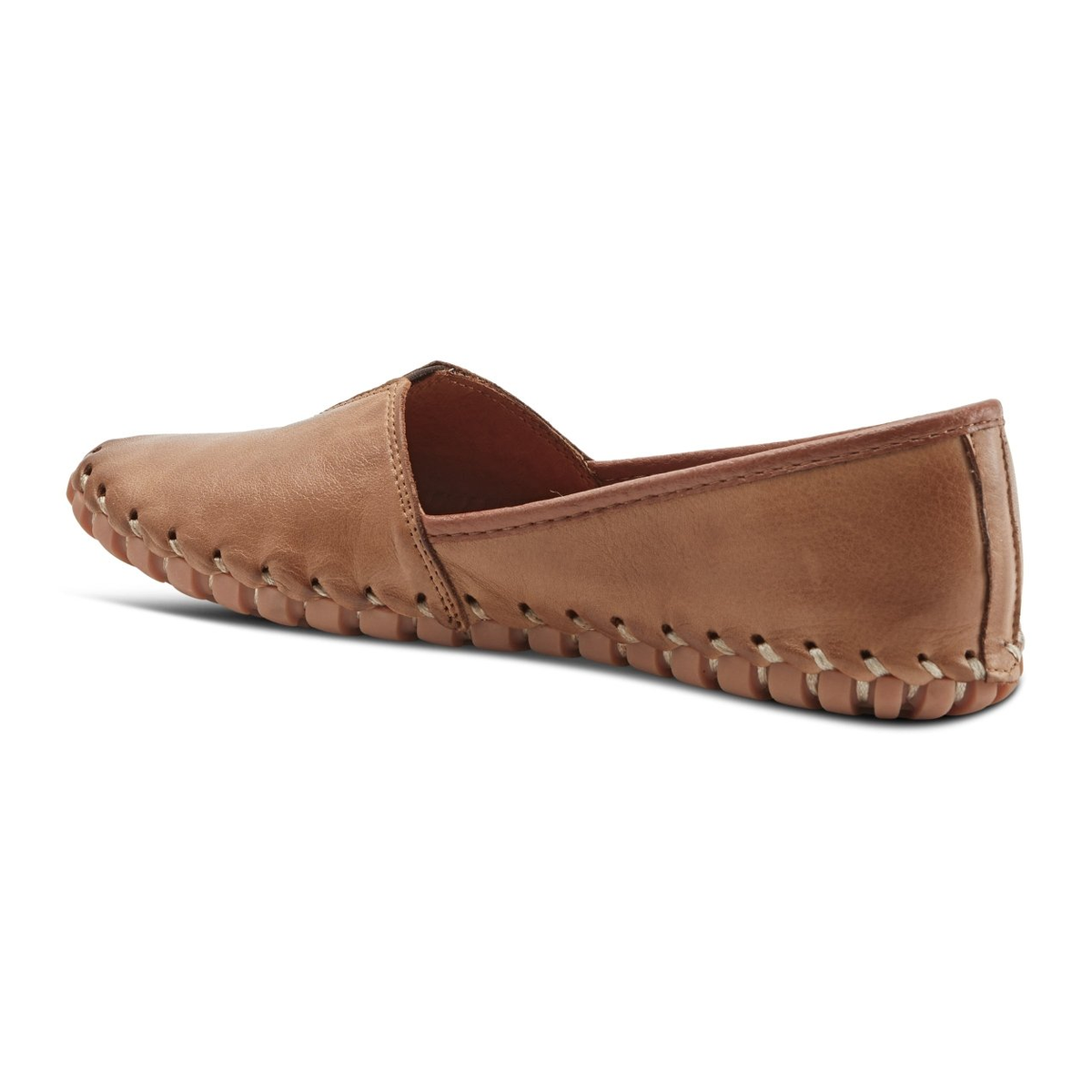 Spring Step Kathaleta women's brown slip-on shoe, rear three-quarter view