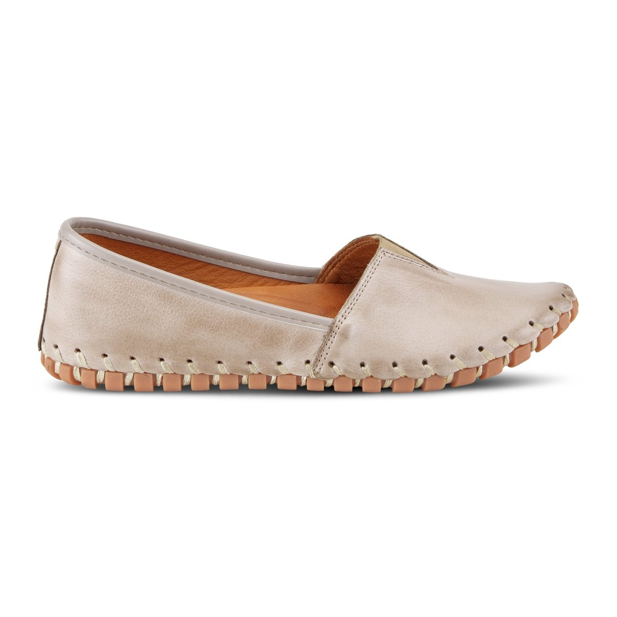 Spring Step Kathaleta women's grey slip-on shoe, right-facing side view