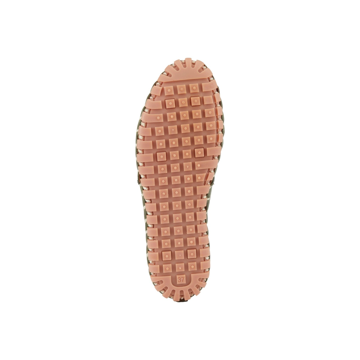 Spring Step Kathaleta women's olive green slip-on shoe, outsole view