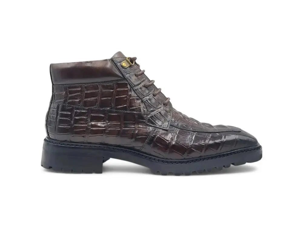Carrucci Shoes KB Alligator Embossed Men's Leather Boots KB51650