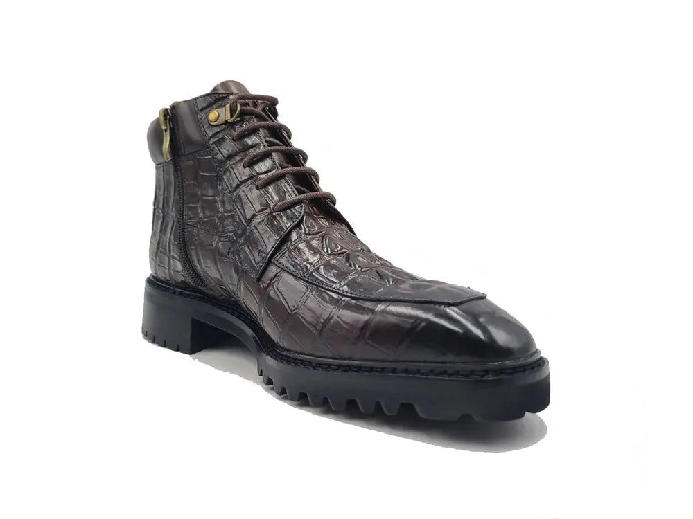 Carrucci Shoes KB Alligator Embossed Men's Leather Boots KB51650