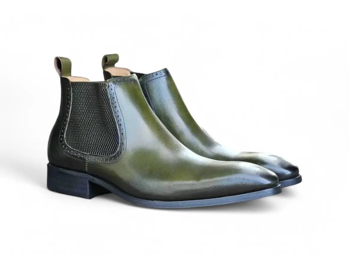 Carrucci Shoes KB Hand Burnished Chelsea Boots Leather Classic KB50311