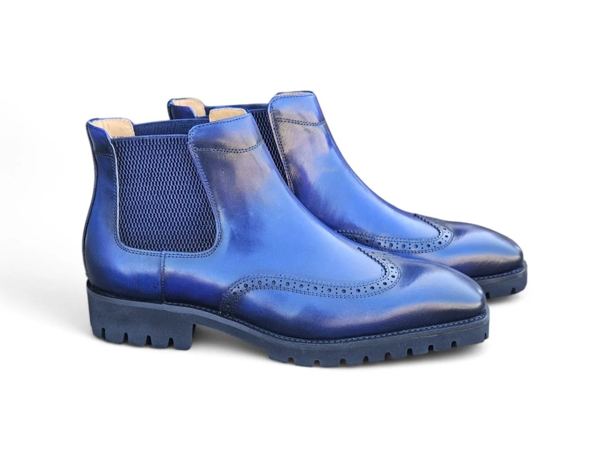 Carrucci Shoes KB Lug Sole Chelsea Boot Wingtip Toe Calf Leather KB51513