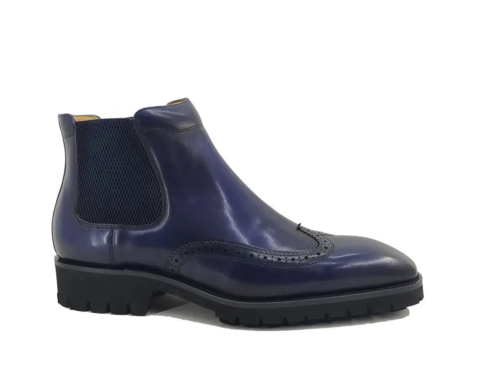 Carrucci Shoes KB Lug Sole Chelsea Boot Wingtip Toe Calf Leather KB51513