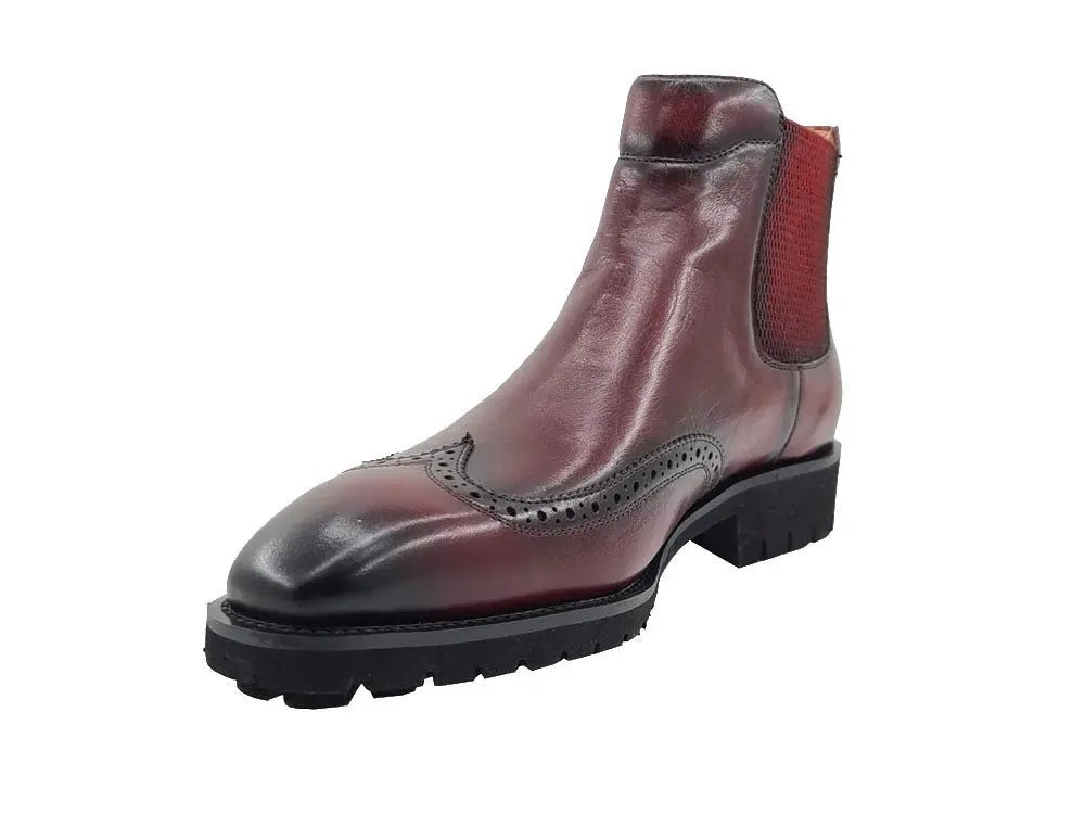 Carrucci Shoes KB Lug Sole Chelsea Boot Wingtip Toe Calf Leather KB51513