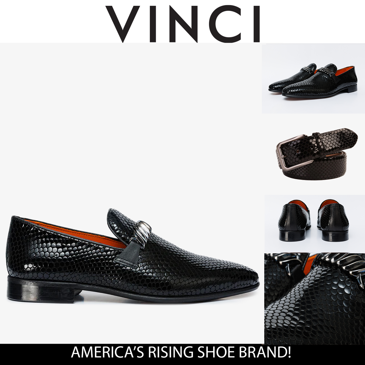 Vinci Leather The King Black Bit Dress Loafer Men Shoe – product view 3