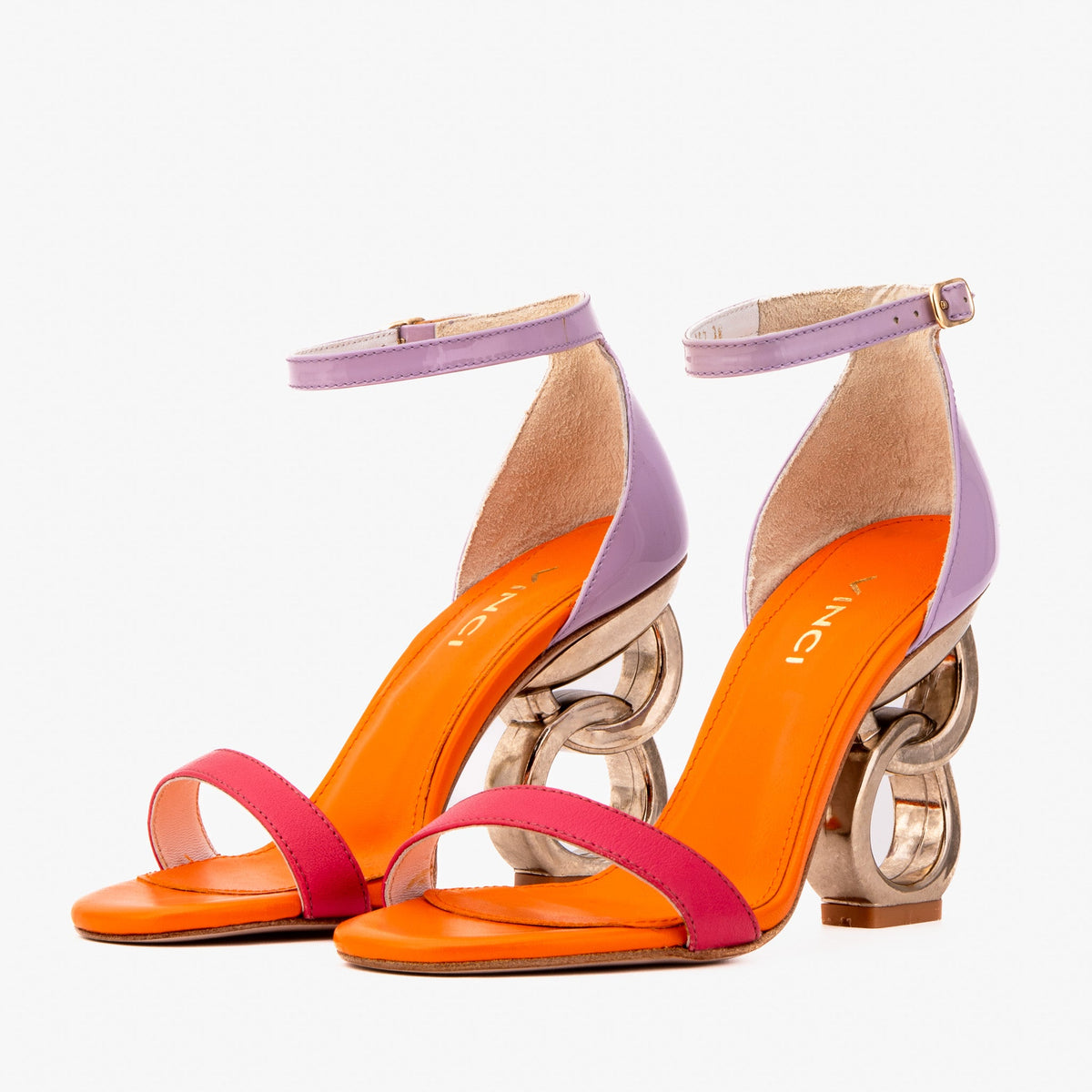 Vinci Leather The Helix Heel Multicolor Leather Women Sandal – product view 2