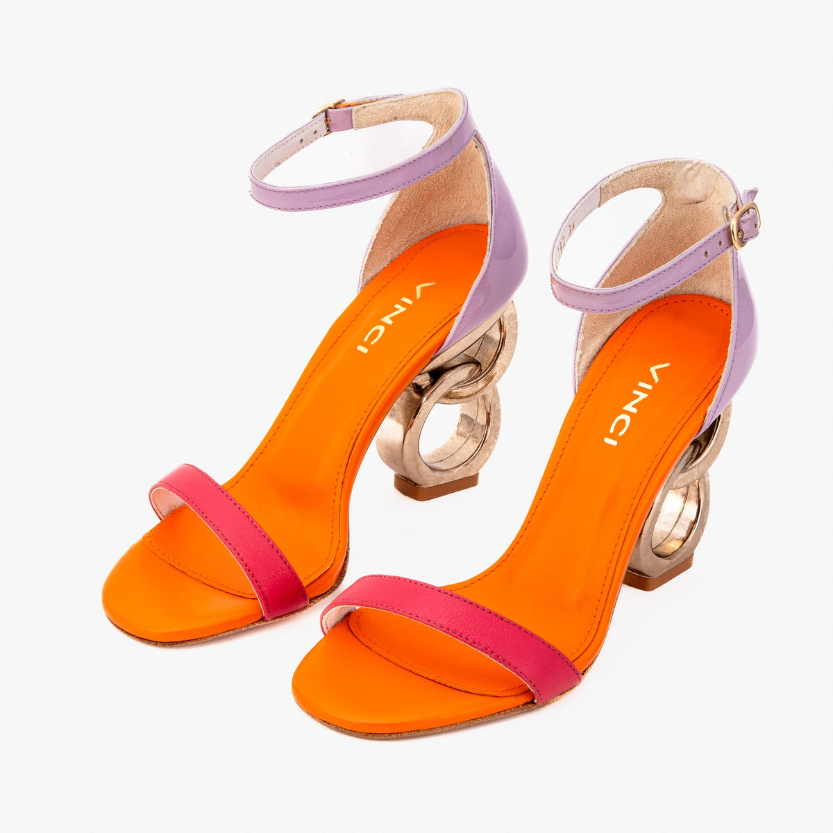 Vinci Leather The Helix Heel Multicolor Leather Women Sandal – product view 3
