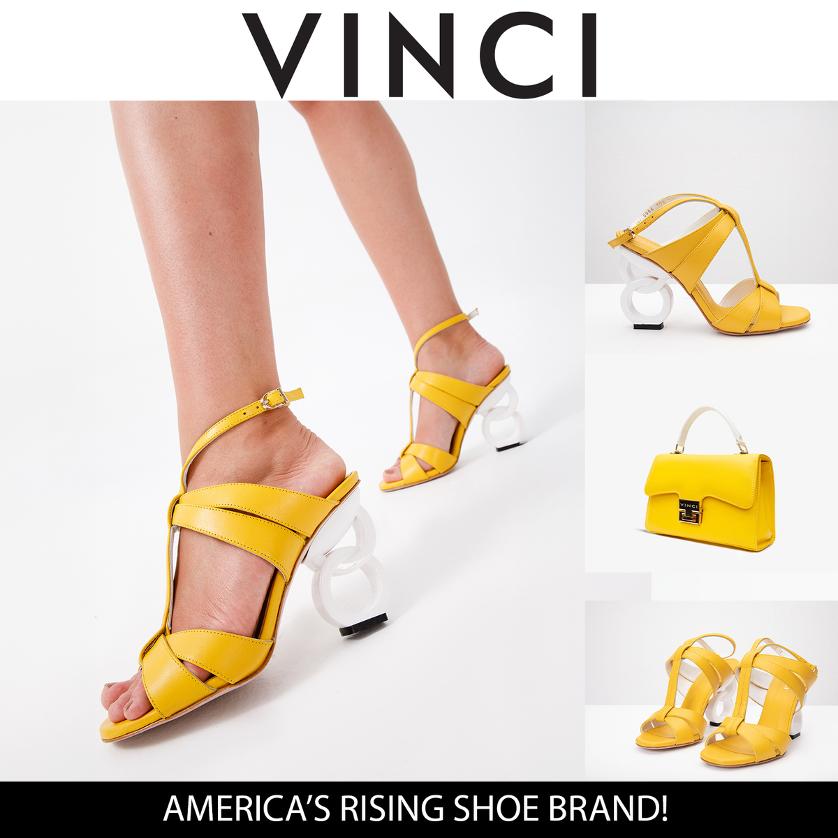 Vinci Leather The Duffryn Yellow T-Strap Leather Women Sandal – product view 7